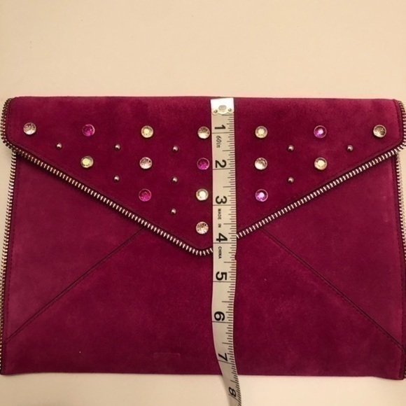 Rebecca MINKOFF pink suede party envelope clutch
